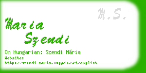 maria szendi business card