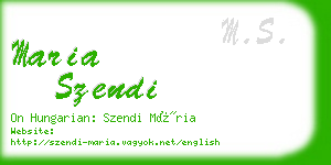 maria szendi business card